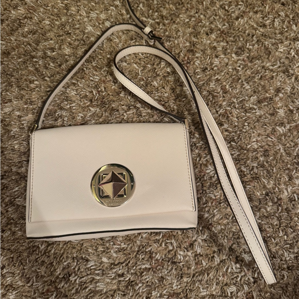 Kate Spade White Crossbody Bag with Gold Accent